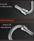 Close-up of Power Steering Pressure Line Hose Assembly Fits GMC Yukon Yukon XL 1500 2500 Suburban Silverado Cadillac Hummer With O Ring Pump.