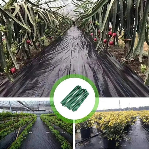 Heavy Duty Garden Stakes And Ground Anchors U Shape Steel Nails For Artificial Grass Sod Weed Membrane And Grass Fabric Netting 15 Pack Built To Last Rust Resistant And Bend Proof placed in garden landscape.