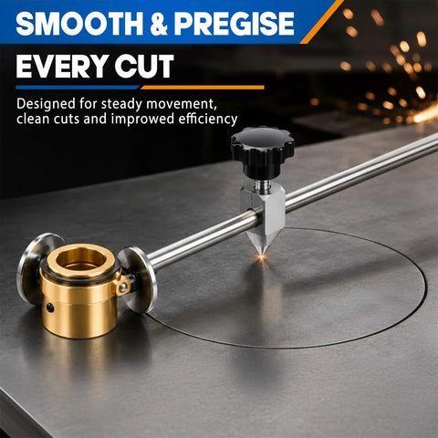 Pro Grade Plasma Cutter Circle Cutting Guide Kit for AG 60 SG 55 on metal surface, adjustable compass roller attachment