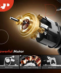 Close-up of a powerful motor for the Power Window Regulator With Motor Replacement For Chevrolet Silverado 1500 3500 And GMC Sierra 1500 2500 HD 3500 Rear Left Durable Window Lift Assembly For 2001 Through 2006 Models Easy Install Smooth Operation showing components like copper winding and motor front.