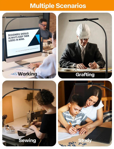 Eye Care Desk Lamp For Home Office With Flexible Gooseneck Clamp Light And Architect Task Style for working, drafting, sewing, study