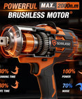 Close-up of Heavy Duty Brushless Cordless Impact Wrench Delivering 1475 Ft Lbs Knockout Torque And 2000 Nm Beast Mode Power.