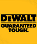 Yellow background with "DEWALT GUARANTEED TOUGH" text centered in bold black font.