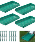 4 Pack No Sweat Rain Gutter Downspout Extensions Featuring Extra Wide One Piece Splash Block Design in green, 12 inches wide, for effective water drainage.