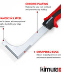 Three In One L Shaped Weeder For Cracks And Crevices With Japanese SK5 Steel Non Slip Ergonomic Handle 10.5 Inch Weed Puller, angled blade