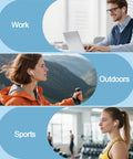 Two Pack USB C Earbuds With Mic And Remote, Noise Cancelling Type C Headphones shown in work, outdoor, and sports settings