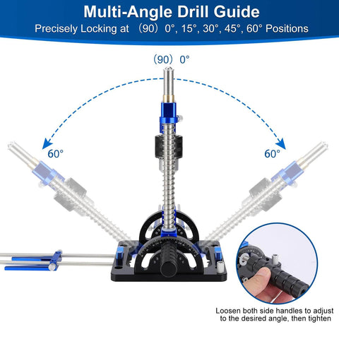 Heavy Duty Portable Drill Guide With Adjustable 0 To 60 Degrees Multi Angle For Straight Holes Pro Grade Drill Press Adapter