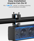 Six Speaker Metal UTV Sound Bar, 25 Inch IP65 Waterproof ATV and Golf Cart Speaker With RGB Lights, mounts on 1.25 to 2 inch roll bar