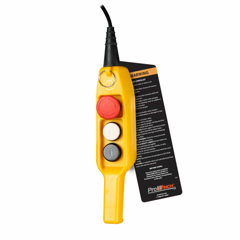 Control switch for 1 Ton Electric Chain Hoist With 20 Ft Lift Height, 2200 Lb Capacity, heavy-duty industrial use