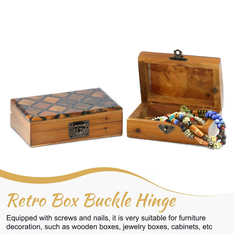 Top Shelf Antique Brass Jewelry Box Hardware Set Featuring Ornate Latches Rock Solid Hinges Rustic Carry Handle Premium Mounting Screws for jewelry box with buckle hinge and decorative beads.