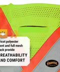 Close-up of Men's High Visibility Tear Away Safety Vest With Full Mesh Back Class Two Reflective Tape showing tricot polyester material.