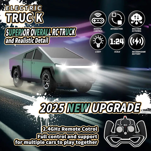 Rad All Terrain RC Pickup Truck With LED Lights And Load Space, Blazing Fast Electric Remote Control Car Toy, color change