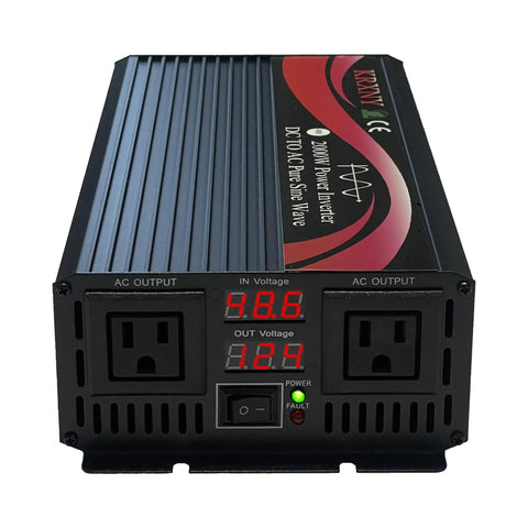 2000W Pure Sine Wave Inverter Rock Solid 48V DC To 110V AC 60Hz With LED Display Off Grid Solar System Ready Front