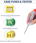 Tough As Nails Car Fuses Assortment Kit With 156 Pieces Of Standard Mini Micro Blade Fuses Low Tall Profile circuit tester and puller tool.