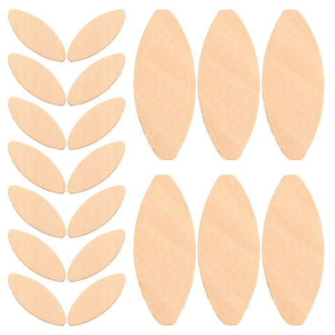 Pro Grade Hardwood Biscuit Joiner Kit with precision slotting jigs featuring light wooden biscuits arranged in rows.