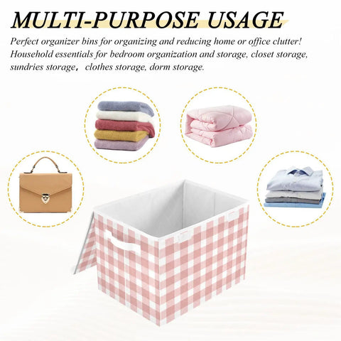 Super Roomy Storage Bins With Lids Generous Folding Closet Organizer Built From Tough Oxford Material Keep Your Everyday Gear Packed Snug For A Clutter Free Home Setup with open design and various folded items.