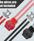Heavy Duty Battery Terminal Connectors Kit with Three Eighths Inch Copper Lugs, Red and Black Protective Covers for Cars