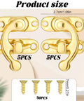 Hella Smooth Swing Arm Latches For Jewelry Boxes Top Shelf Antique Gold Clasps With No Sweat Setup On Mini Cabinets and Craft Drawers Totally Legit Vintage Hardware size measurements with screws.