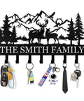 Custom Name Wall Key Holder With Forest Deer Design Dope Metal Coat Rack With Hooks For Bedroom Kitchen And Office
