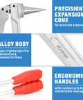 PEX Expansion Tool Kit With Auto Rotation Expander Heads One Half Inch Three Quarter Inch One Inch For PEX A Cold Expansions No Torch Glues Solder Or Flux ProPEX Wirsbo Compatible With Carrying Case, showing precision expansion cone, alloy body, and ergonomic handles.