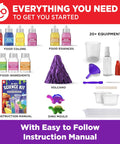 Hands On Science Kit For Kids Aged 4 To 8 With 50 Plus Experiments Real World STEM Activities Fun Learning Projects Educational Toy Gift For Boys And Girls Perfect Easter Or Birthday Gift For Curious Young Minds, showing kit contents including food colors, essences, volcano and dino mold, instruction manual, and equipment.