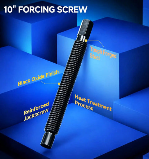 10 inch forcing screw with black oxide finish from 10 Piece Ball Joint Press Kit And Heavy Duty Removal Tool For Easy Auto Repair.