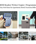 Handheld 125KHz RFID Writer And Duplicator Kit For ID HID AWID Access Control with key fob cloning demonstration
