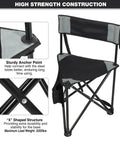 2 Pack Go-To Folding Tripod Camping Chairs with Backrest showing steel legs and sturdy anchor point design