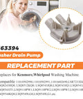 Washer drain pump replacement part WP3363394 for Whirlpool/Kenmore washers; gray plastic impeller