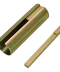 Steel crankshaft taper adapter set; hollow cylindrical body with matching rectangular bar, zinc-plated