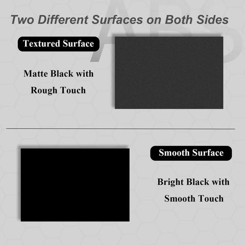 Two Pack Black ABS Plastic Sheets 8 By 12 Inches One Eighth Inch Thick showing textured and smooth surfaces for DIY projects