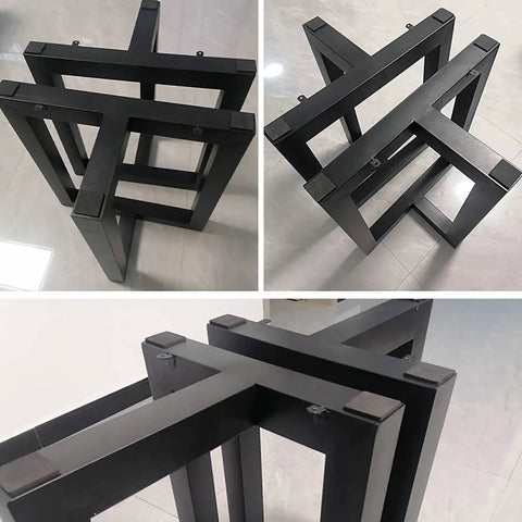 Heavy Duty Steel Table Legs Tough As Nails Industrial Powder Coated Frame For Desk Dining Coffee Table With Adjustable Rubber Feet Smooth Welded Joints Easy Peasy Assembly from above.