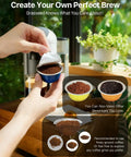 Person sealing a coffee capsule with Reusable Aluminum Foil Lids For Nespresso VertuoLine Pods Easy Seal No Mess Pod Covers