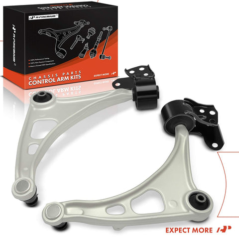 Two Front Lower Control Arm Set With Ball Joints And Bushings For Honda Pilot 2016-2022, Ridgeline 2017-2019, Passport 2019, And Acura MDX 2014-2020 Front Suspension Replacement package and components shown