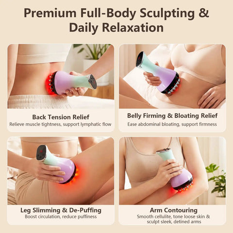4 In 1 Lymphatic Drainage Massager With Heat Red Light Vibration And Microcurrent For Cellulite Reduction shown in use