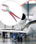 Soft Jaw Cannon Plug Plier For Aviation With A Wide 20mm To 64mm Range In Metal And PP Heavy Duty Build, tool shown with aircraft