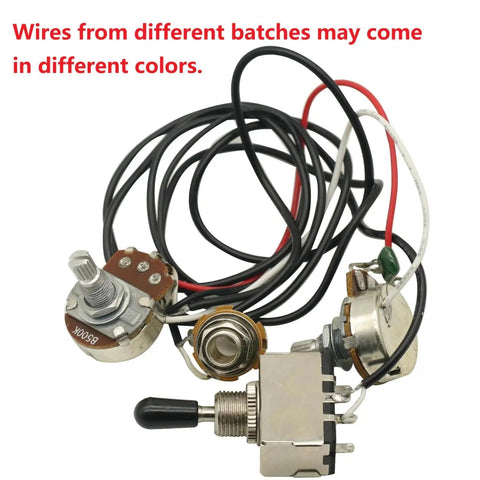 Electric Guitar Wiring Harness With 3 Way Toggle Switch 1 Volume 1 Tone Two 500K Pots Strat Style Prewired Harness view