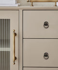 Close-up of cabinet with Vintage Style Ring Pull Cabinet Handles 4 Pack Antique Bronze Drawer Pulls For Dresser Kitchen Cupboard.