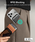 MagSafe Wallet With Stand And RFID Blocking Ring Included Slim Five Card Magnetic Wallet fits in pocket, RFID safe