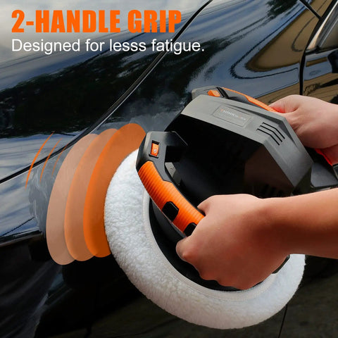 Using 10 Inch Buffer Polisher Kit With 4 Buffing Bonnets And 6 Speed Settings 1500 To 3600 RPM Dual Handle Random Orbital Polisher