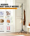 Heavy Duty Anti-Tip Coat Rack With 8 lb Stable Base And 80 lb Load Tested Metal Standing Tree Featuring Eight Hooks in room