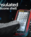 6000 Counts Digital Multimeter With LCD Display And NCV Non Contact Voltage Detection, red silicone shell
