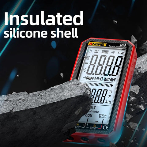 6000 Counts Digital Multimeter With LCD Display And NCV Non Contact Voltage Detection, red silicone shell