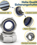 Badass M8 Nylock Nuts 90 Pack Stainless Steel Locking Nuts With Nylon Insert Rust Resistant close-up view showing polished finish.