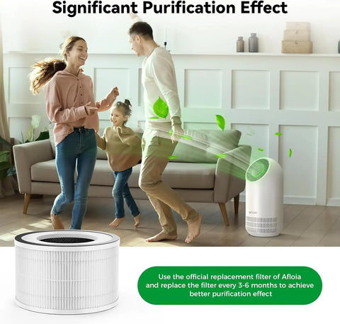 Replacement Filter For Air Purifier Fillo Halo Allo Series With Expanded Surface Area And 360 Degree Inlet shown in living room