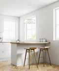 Eloise 16 Inch 3 Light Modern Pendant Light Chandelier With Designer Drum Shade And Glass Diffuser For That Modern Vibe in kitchen