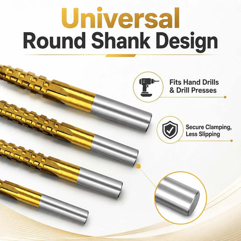 Slay Your Drilling Game With This 6-Piece Titanium HSS Bit Set Featuring Serrated Twist Design For Rapid Chip Removal And Split Point Precision On Metal And Wood Projects Perfect For Hand Tools. Universal round shank titanium HSS drill bits for hand drills