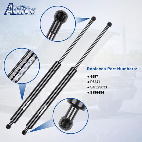 Heavy Duty Rear Hatch Shock Struts For Scion Tc 2005 To 2010 trunk liftgate, black gas springs with part numbers 4597 and P8671.