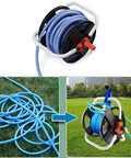 Portable Hose Reel Storage Shelf For One Half Inch Hose Up To 20 Meters Garden Hose Trolley on grass, before and after storage