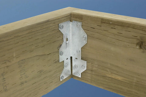 Galvanized Framing Angle A35 One And Seven Sixteenths Inch By Four And A Half Inch Ten Count For Ninety Degree Wood Joints installed view